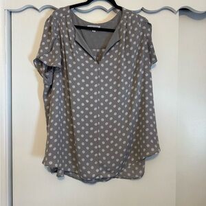 41 Hawthorn Gray and White Polka Dot Blouse